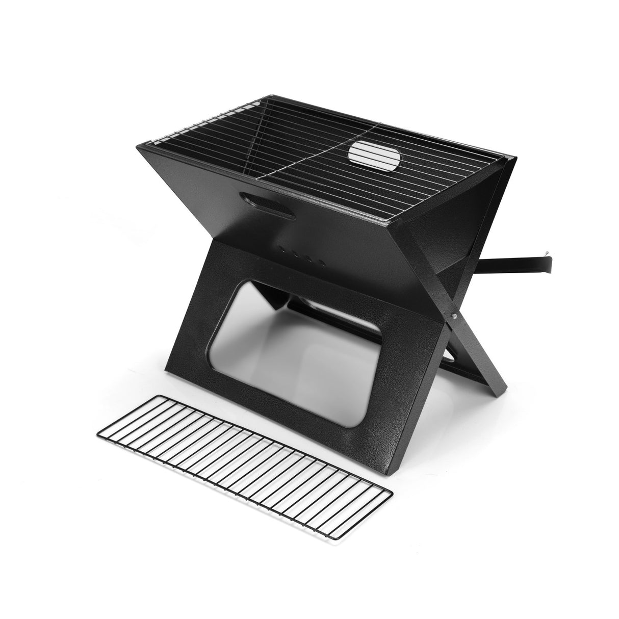 Royalford RF9764 Portable Foldable BBQ Grill | Lockable Grate for Camping & Outdoor Cooking | Lightweight Iron Barbecue | Space-Saving Design | Easy to Clean & Store