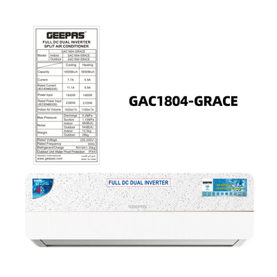 GEEPAS GAC1804 18000 BTU Full DC Dual Inverter AC | T3 Compressor | Hot & Cold Function | Wi-Fi Control | Low Noise Operation | R410A Refrigerant | Remote Control