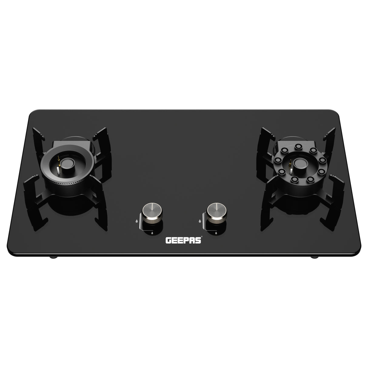 Geepas GGC31068FFD 2-in-1 Built-In Glass Gas Hob with Tempered Glass Platform | Strong Cast Iron Burners | Safety Flame Failure Device and Reliable Auto Piezo Ignition