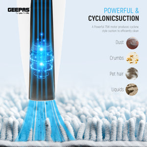 Geepas GVC19015UK Wet & Dry Handheld Vacuum Cleaner | 11.1V 2000mAh Lithium Battery| 3.5KPA Suction Power | Double Layer Cloth Filter | Low Noise | 2 Years Warranty