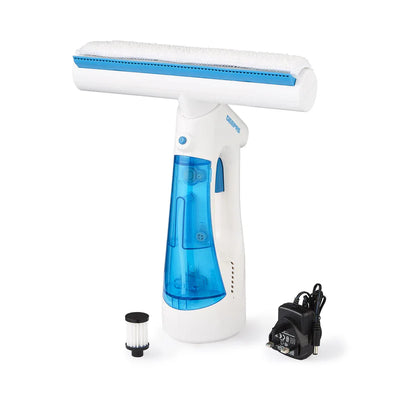 Geepas GWC63065UK Cordless Window Vacuum Cleaner | 3-in-1 Spray, Wipe & Suction| 140ml Water Tank| 3.7V 1500mAh Li-ion Battery| 35-Minute Run Time | 2 Years Warranty
