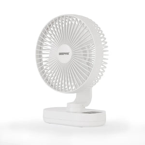 Geepas GF21157 8-Inch Rechargeable Fan with LED Night Light |Features 3-speed control |9-hour runtime |lithium battery |3 Blade Fan with Adjustable Head| portable design