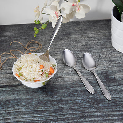 Royalford RF3001 Dinner Spoon DS Stainless Steel | Durable Spoon with ergonomic grip & rust-resistant finish| smooth edges, ideal for daily dining, serving use|