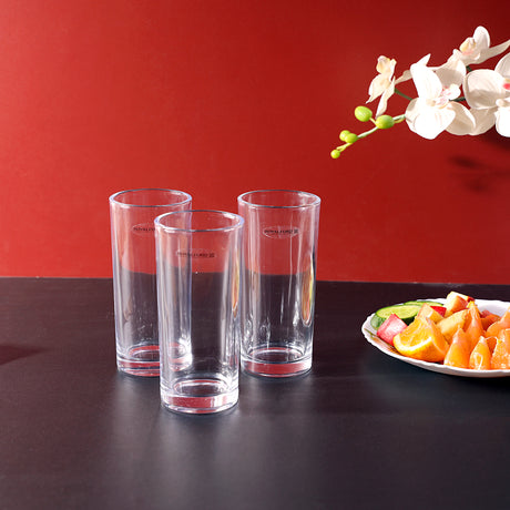 Royalford RF1101-GT6 3 Pcs Glass Tumbler Set| made from clear durable glass and elegant design| perfect for water, juice, soft drinks, sturdy base, and daily use|