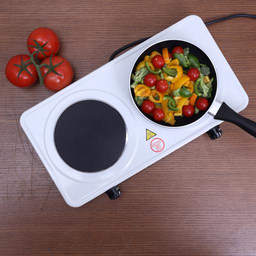 Geepas Electric Double Hot Plate GHP32014 | 2000W | Adjustable Temperature Control | Cast Iron Heating Plate 155mm | Overheat Protection | |Portable Electric Hob