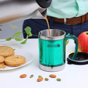 Royalford RF5130 Double Wall Travel Mug | 400ml Stainless Steel Insulated Coffee Mug |  Leak Resistant Thermal Cup for Hot & Cold Drinks | Portable Office & Travel Mug
