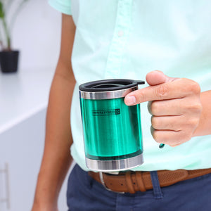 Royalford RF5130 Double Wall Travel Mug | 400ml Stainless Steel Insulated Coffee Mug |  Leak Resistant Thermal Cup for Hot & Cold Drinks | Portable Office & Travel Mug