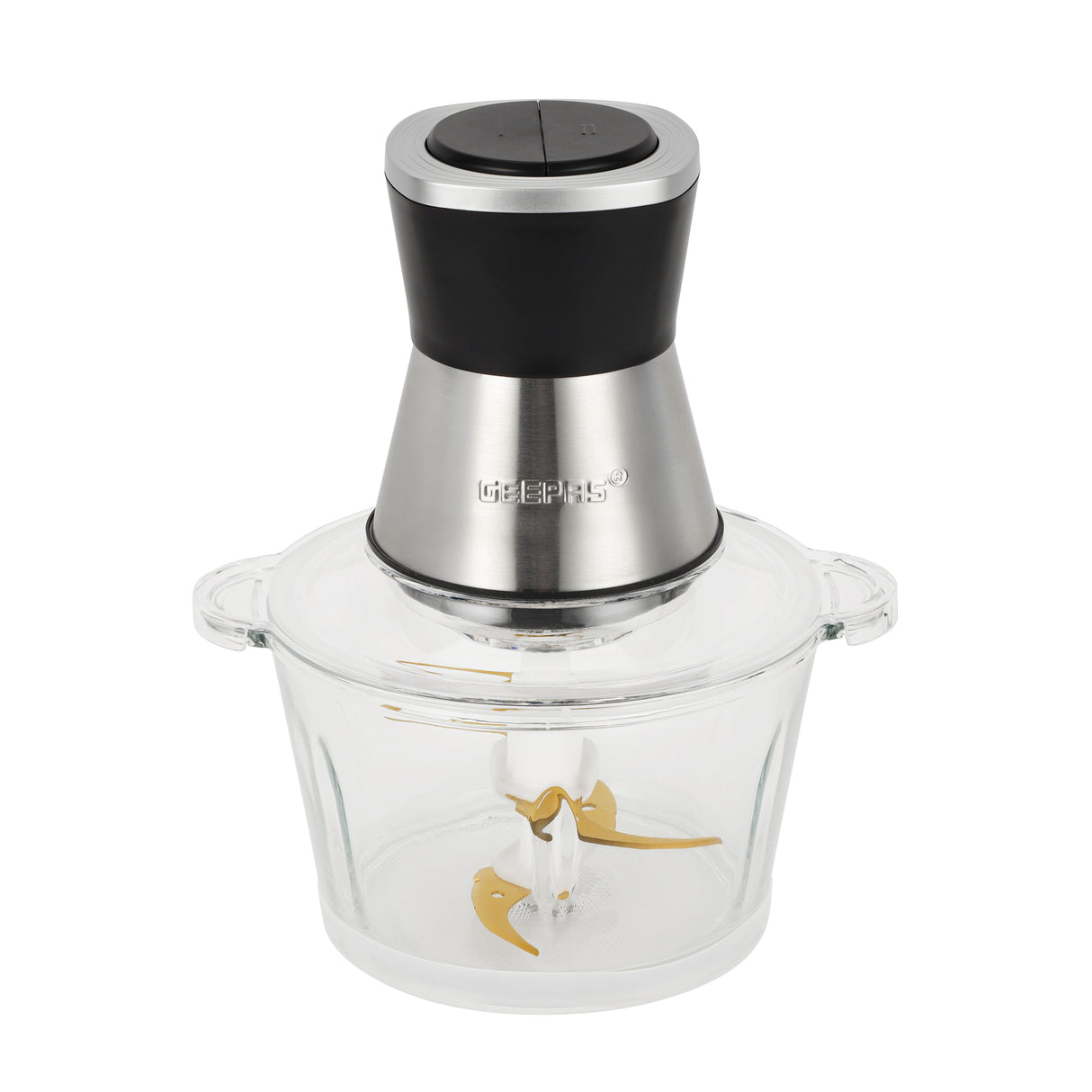 Geepas GMC42021 2L Multi Chopper |500W | Titanium Blades, 2-Speed Control & Glass Bowl | Garlic peeler attachment | Metal connector with silicone gasket | 2-YearWarranty