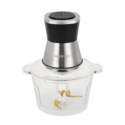 Geepas GMC42021 2L Multi Chopper |500W | Titanium Blades, 2-Speed Control & Glass Bowl | Garlic peeler attachment | Metal connector with silicone gasket | 2-YearWarranty
