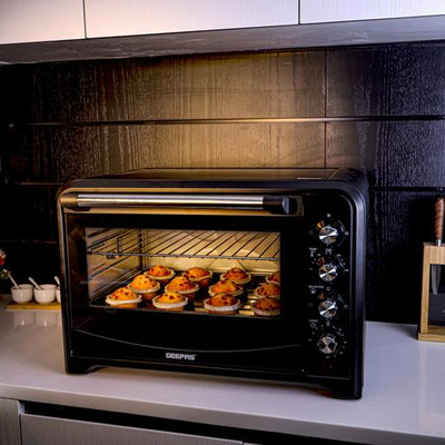 Geepas Electric Oven GO34018 | 60L Large Capacity | 2200W Power | Convection & Rotisserie Function | Adjustable Temperature Control | Durable Design | 2 Years Warranty