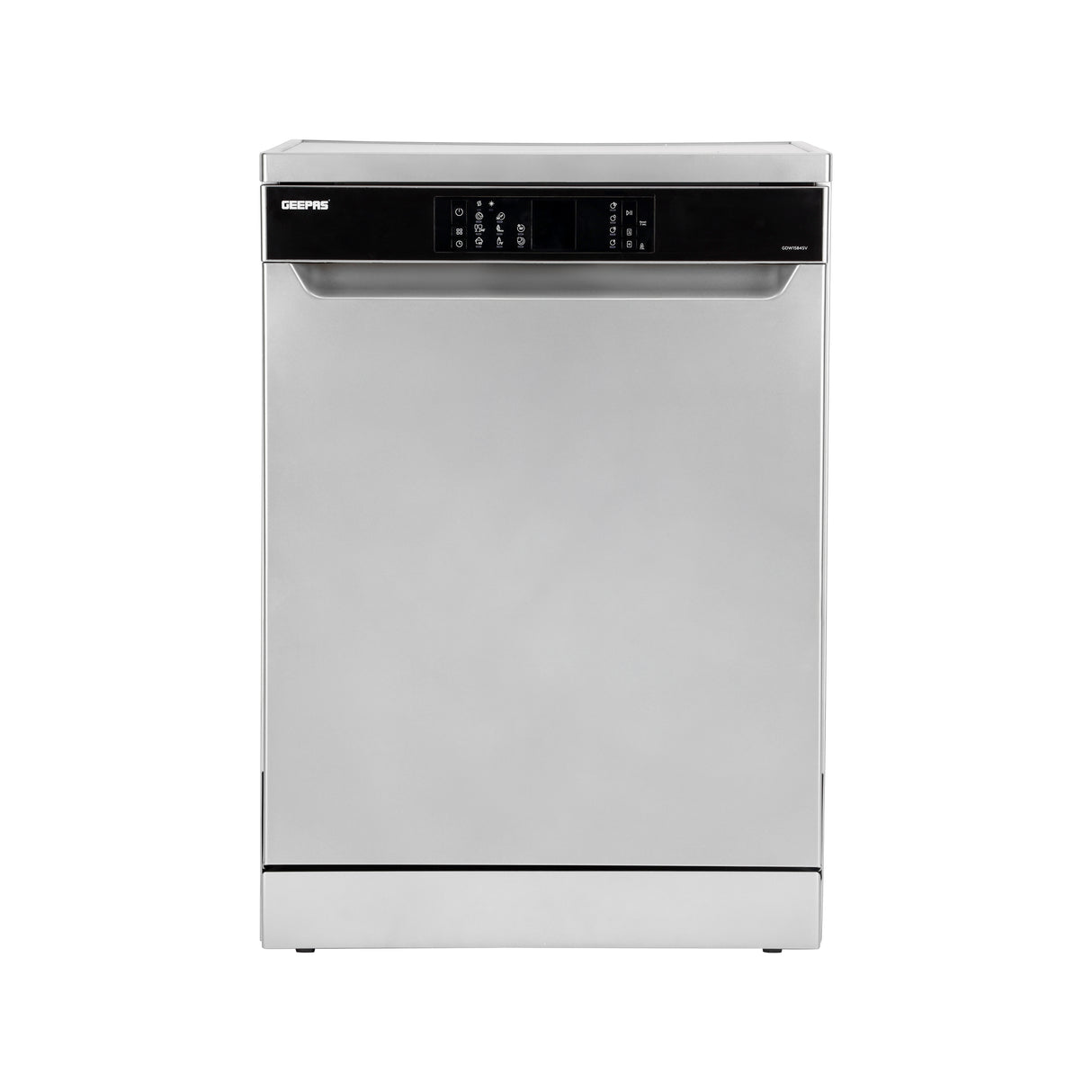 Geepas Free Standing Dishwasher GDW1584SV | 15 Place Settings, 3 Baskets, Stainless Steel Tub, 8 Programs, Delay Timer, LED Display, Child Lock, 2 Year Warranty
