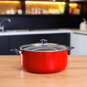 Royalford RF9908 34 cm Aluminium Casserole |3 Layer Non-Stick Induction Cookware |Press Aluminium Body |Heat Resistant Exterior| Heavy Duty Handle |Suitable for Daily Use