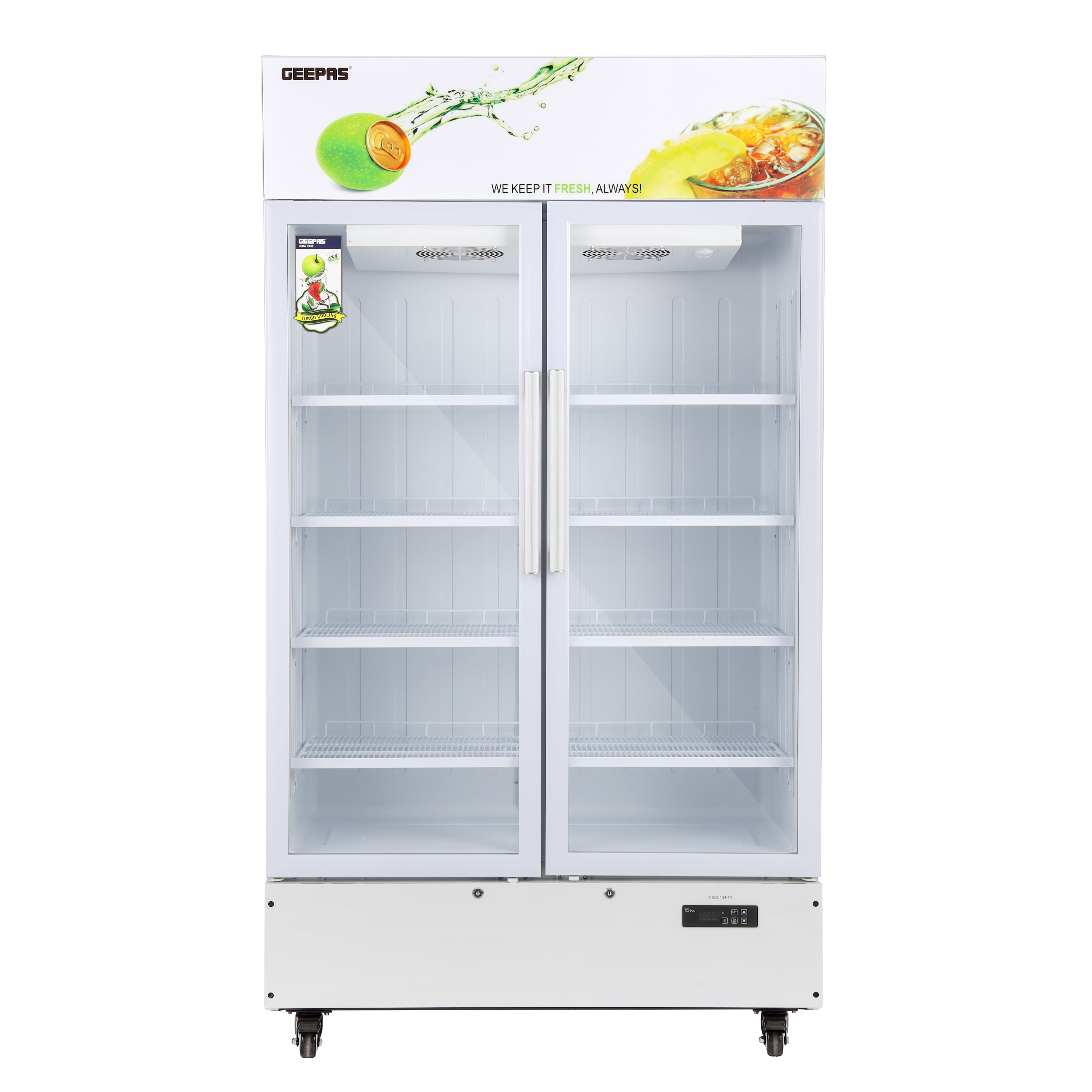 Geepas Double Door 810L Showcase Chiller GSC8104RN| No Frost