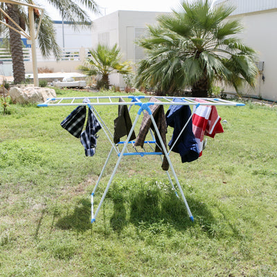 Royalford RF9458 Cloth Rack | 35M Drying Space Powder Coated Iron Foldable Laundry Drying Stand Heavy Duty Design for Indoor and Outdoor, Home, Balcony & Bathroom Use