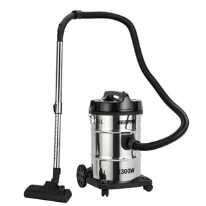 Geepas GVC2597 2300W Stainless Steel Drum Vacuum Cleaner |   Dry Cleaning | Blow Function |  23L Dust Capacity | Heavy Duty Powerful Motor | Dust Full Indicator