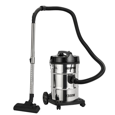 Geepas GVC2597 2300W Stainless Steel Drum Vacuum Cleaner |   Dry Cleaning | Blow Function |  23L Dust Capacity | Heavy Duty Powerful Motor | Dust Full Indicator