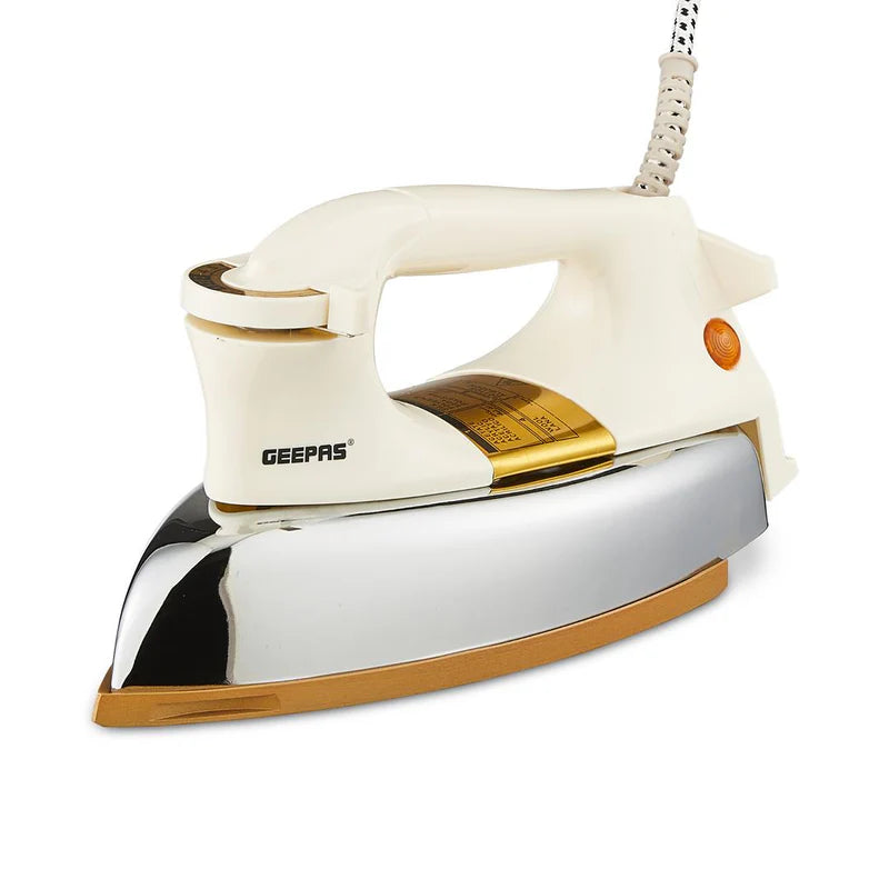 Geepas GDI23011 Automatic Heavy Weight Dry Iron| 1200W|Teflon Coated Soleplate| Adjustable Temperature Control| Overheat Protection| Smooth Glide Design| 7-Year Warranty