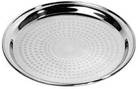 Royalford RF5345 Stainless Steel Round Serving Tray | Premium Stainless Steel | Elegant Mirror Finish | Raised Edges | Strong & Stable Construction | Durable Design