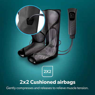 Geepas GM86095UK Foot and Calf Massager | 6 Selectable Modes with Heating & Vibration Function| 3 Adjustable Strength Levels| 2x2 Airbags| Leg Warmers| 2 years Warranty