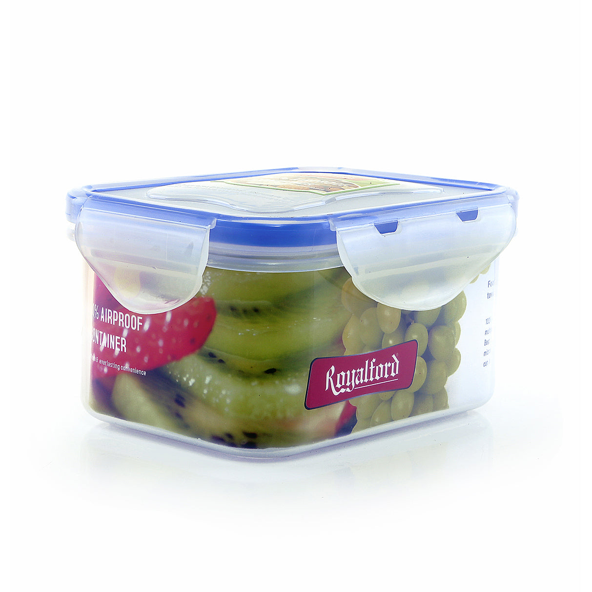 Royalford RF5890 500ML airtight food storage box | BPA-free transparent container with 4-side locking lid| freezer, microwave safe without lid, dishwasher safe|