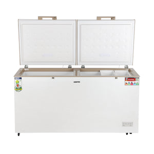 Geepas GCF55019WAH 550L Chest Freezer | Turbo Cooling | LED Light | Adjustable Thermostat | Lock & Key | 100% HCF Free | High-Efficiency Cooling | 1-Year Warranty