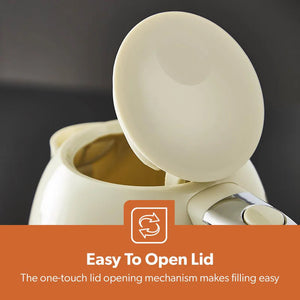 Geepas 1.7L Fluted Jug Kettle GK38068UK-CR | 360° Rotation, Boil-Dry Protection, Auto Cut-Off | For Water, Milk, Tea | Removable Filter | Cream, 2-Year Warranty