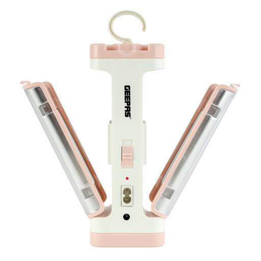 Geepas GSE5543 Rechargeable Solar LED Lantern | 72 LEDs| 4V 3000mAh Battery| Solar Panel| Foldable Design| Strong & Weak Light Modes| 8 Hours Runtime| 2 Years Warranty