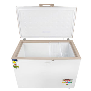 Geepas GCF4106WAH  Chest Freezer | 410L Capacity| 180W Power Efficient Freezer| LED Light |Lock & Key| Adjustable Thermostat|  High-Efficiency Cooling| 1-Year Warranty|