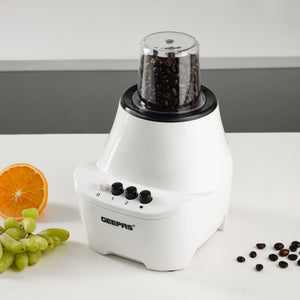 Geepas GSB5409 2-in-1 Blender | 250W | Stainless Steel Blades| 4 Speed Control with Pulse| Overheat Protection| Multi-Function Ice Crusher, Chopper, Coffee Grinder & More