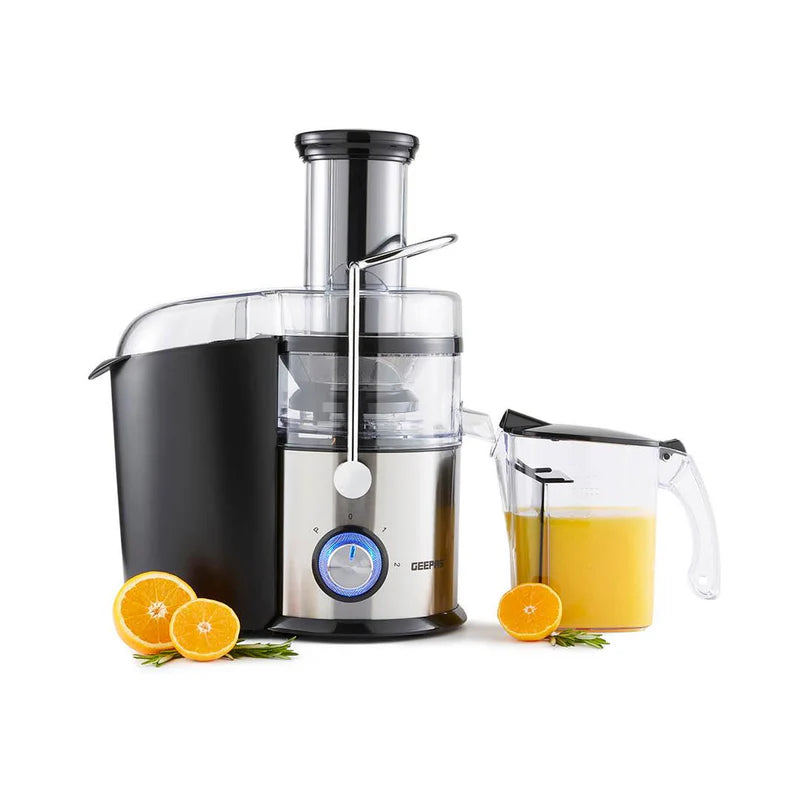 Geepas GJE46011 Powerful Juice Extractor | 1.2L Large Capacity Juicer | 800W | Stainless Steel Body| 2 Speed Control| Safety Locking Arm| Easy to Clean| 2 Year Warranty
