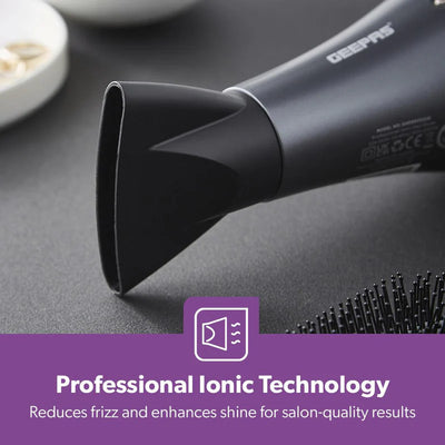 Geepas GHD86052UK Professional Ionic Hair Dryer | 2200W AC Motor | 3 Heat & 2 Speed Settings| Cool Shot | Ionic Function | Diffuser | Concentrator | 2 Years Warranty