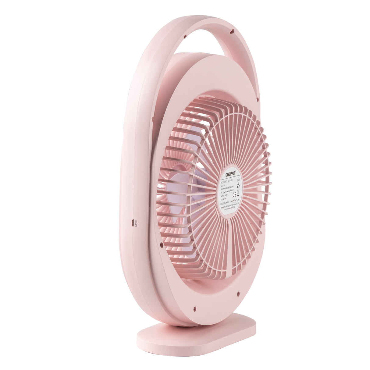 Geepas GF21158 Rechargeable 6 Inch Fan | 4500mAh Battery | 12H Working Time| 3-Speed Control| LED Night Light | Low Noise | Compact & Lightweight | 2 Years Warranty
