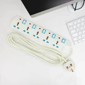 Geepas 5 Way Extension Socket | 5 LED Indicators with Individual Power Switches | Extra Long 5m Cord | Over Current Protection | Suitable for All Electronic Devices