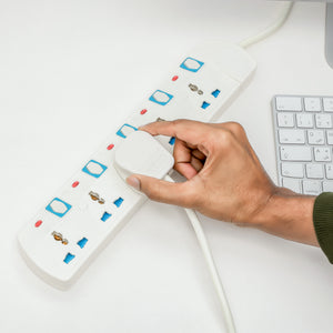 Geepas 5 Way Extension Socket | 5 LED Indicators with Individual Power Switches | Extra Long 5m Cord | Over Current Protection | Suitable for All Electronic Devices