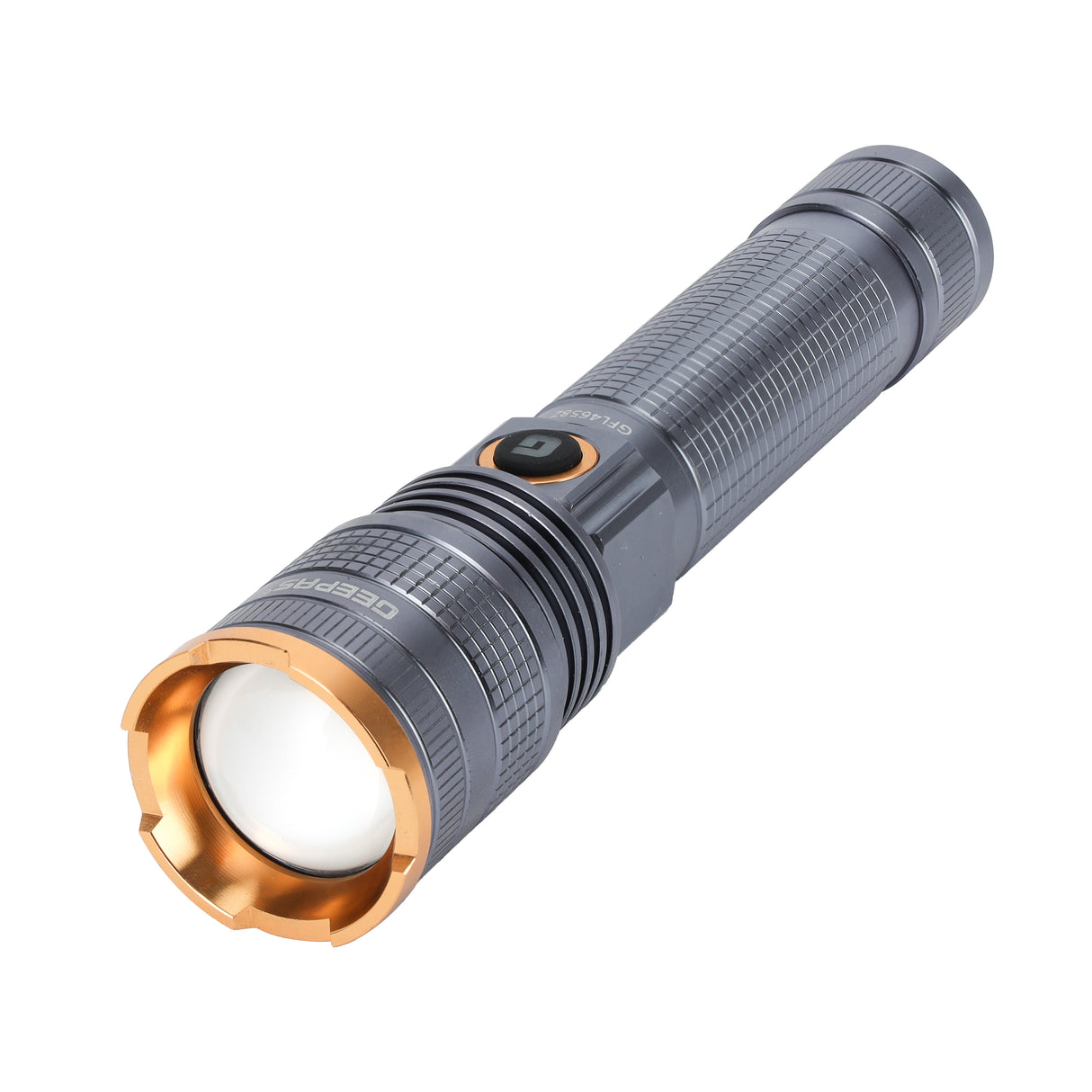Geepas GFL4658 Zoomable LED Flashlight | 1500 Lumens Brightness| 4000mAh Rechargeable Battery Torch| 6 Hours Working | USB Type-C Fast Charging | Strong Aluminium Body