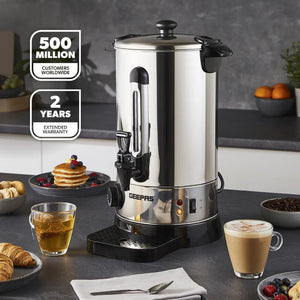 Geepas 10L Stainless Steel Water Boiler GK6155 | High Efficiency 1650W Electric Hot Water Dispenser| Durable Construction | Safe for Daily Use | 2 Years Warranty