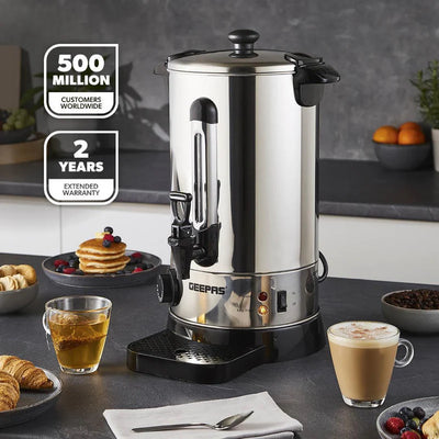 Geepas 10L Stainless Steel Water Boiler GK6155 | High Efficiency 1650W Electric Hot Water Dispenser| Durable Construction | Safe for Daily Use | 2 Years Warranty