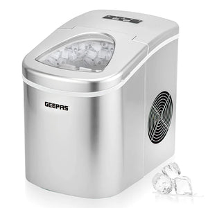 Geepas Portable Automatic Ice Maker GIM63053UK | 12kg/Day Production Capacity| 1.2L Water Tank| 600g Ice Storage| Makes 9 Ice Bullets in 7 Minutes| 2 Years Warranty