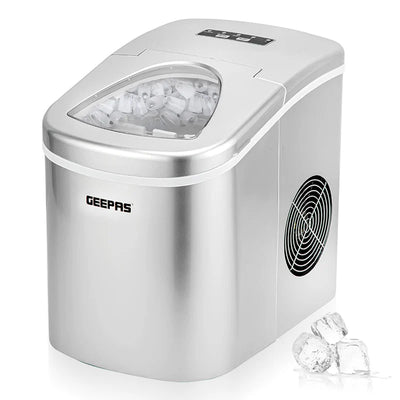 Geepas Portable Automatic Ice Maker GIM63053UK | 12kg/Day Production Capacity| 1.2L Water Tank| 600g Ice Storage| Makes 9 Ice Bullets in 7 Minutes| 2 Years Warranty