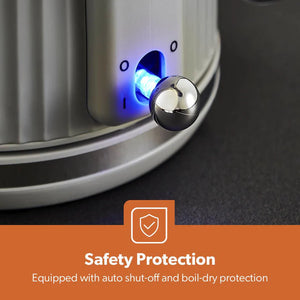 Geepas 1.7L Fluted Grey Jug Kettle GK38068UK-GR | 3000W Rapid Boil | 360° Cordless Base | Auto Shut-Off & Boil-Dry Protection | Elegant Design | 2 Years Warranty