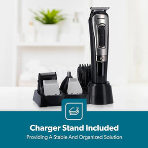 Geepas Rechargeable 11-in-1 Grooming Kit GTR8300 | Hair Clipper| Beard Trimmer| Precision Shaver| Nose & Ear Trimmer| USB Charging| LED Indicator| Complete Styling Set