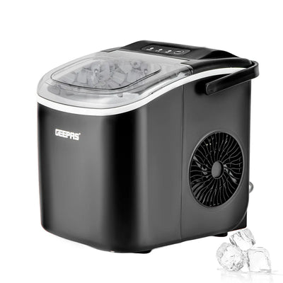 Geepas Portable Automatic Ice Maker GIM63053UK | 12kg/Day Production Capacity| 1.2L Water Tank| 600g Ice Storage| Makes 9 Ice Bullets in 7 Minutes| 2 Years Warranty