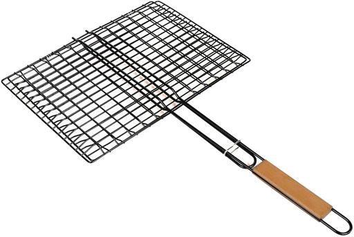 Royalford RF9393 Barbecue Grill Basket | 40×30cm Size | Durable Metal BBQ Grill | Heat Resistant Wooden Handle |Perfect  for Outdoor Barbecue Cooking and Camping Use