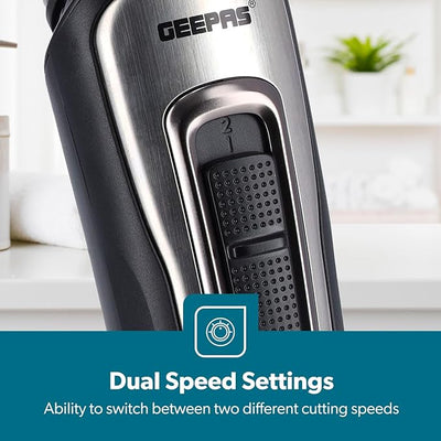 Geepas Rechargeable 11-in-1 Grooming Kit GTR8300 | Hair Clipper| Beard Trimmer| Precision Shaver| Nose & Ear Trimmer| USB Charging| LED Indicator| Complete Styling Set