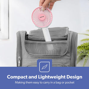 Geepas GF21206 4-Inch Rechargeable Handy Fan | Portable Personal Fan with Powerful Motor| 3 Speed Settings| USB Charging| Long Battery Life| Lightweight| 2 Years Warranty