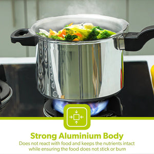 Royalford RF5802 5L Induction Base Pressure Cooker | Fast & Safe Cooking | Durable Aluminium Body | Even Heat Distribution | Secure Lock System | Energy Efficient