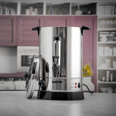 Geepas 15L Stainless Steel Water Boiler GK5219 | 1650W High Performance Electric Hot Water Dispenser| Durable Build| Safe to Use| Ideal for Home & Office|2 Years Warranty
