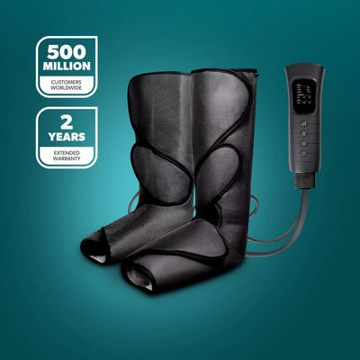 Geepas GM86095UK Foot and Calf Massager | 6 Selectable Modes with Heating & Vibration Function| 3 Adjustable Strength Levels| 2x2 Airbags| Leg Warmers| 2 years Warranty
