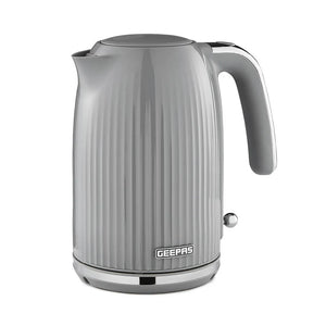 Geepas 1.7L Fluted Grey Jug Kettle GK38068UK-GR | 3000W Rapid Boil | 360° Cordless Base | Auto Shut-Off & Boil-Dry Protection | Elegant Design | 2 Years Warranty