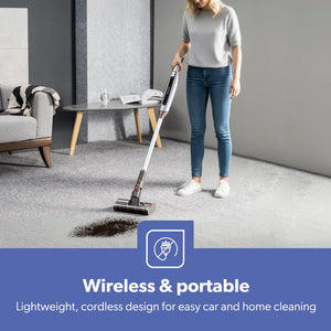 Geepas GVC19062UK Cordless 2-in-1 Stick & Handheld Vacuum Cleaner |HEPA Filter |Double Roller Brush | LED Display |Powerful Brushless Motor| Cordless & Lightweight Design